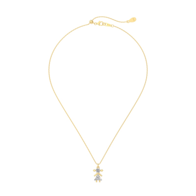 925 Sterling Silver 14K Gold Plated Cubic Zirconia Necklace - Image 2