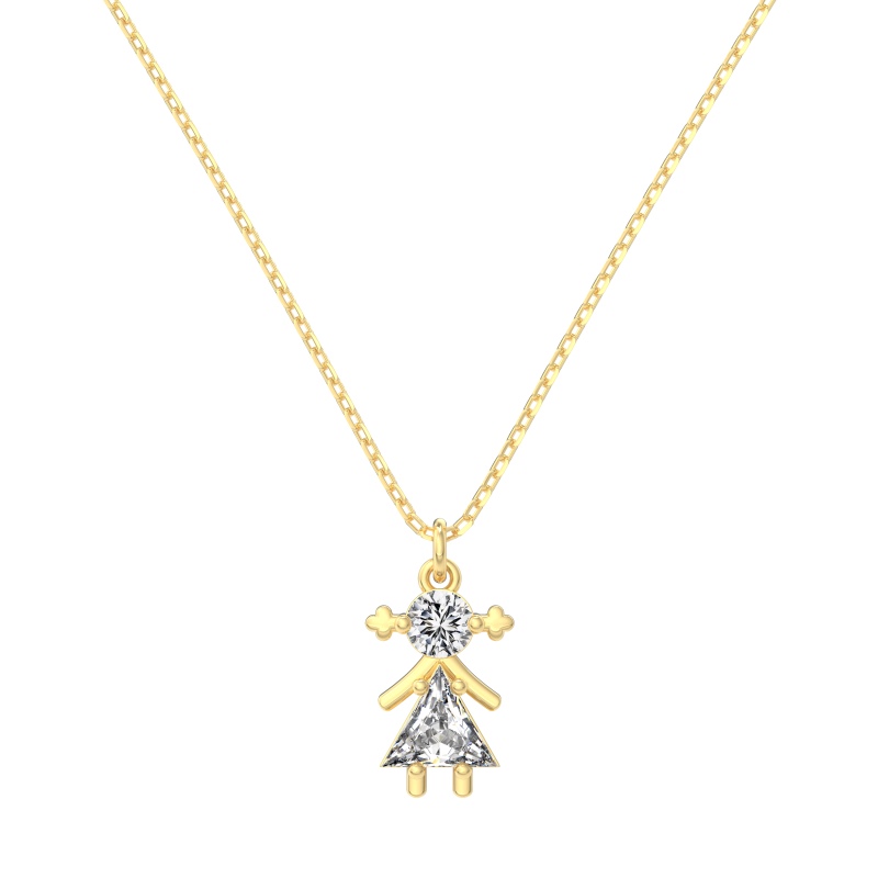925 Sterling Silver 14K Gold Plated Cubic Zirconia Necklace - Image 3