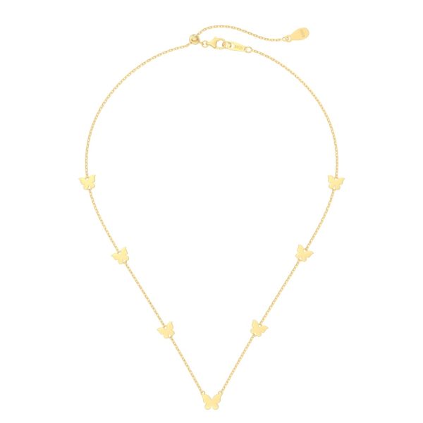 925 Sterling Silver 14K Butterfly Necklace