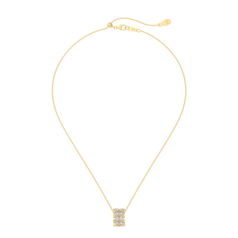925 Sterling Silver 14K Gold Plated Cubic Zirconia Necklace