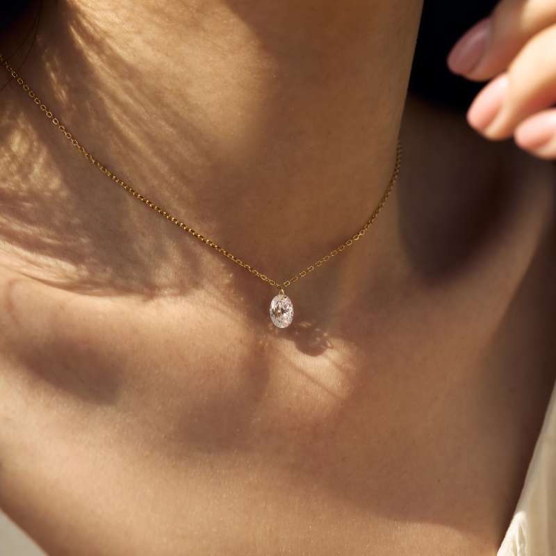 14K Gold Plated Cubic Zirconia Necklace - Image 3