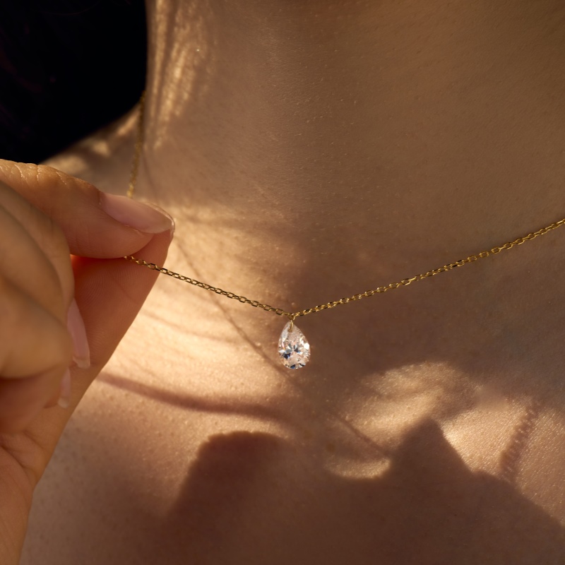 14K Gold Plated Cubic Zirconia Necklace - Image 3