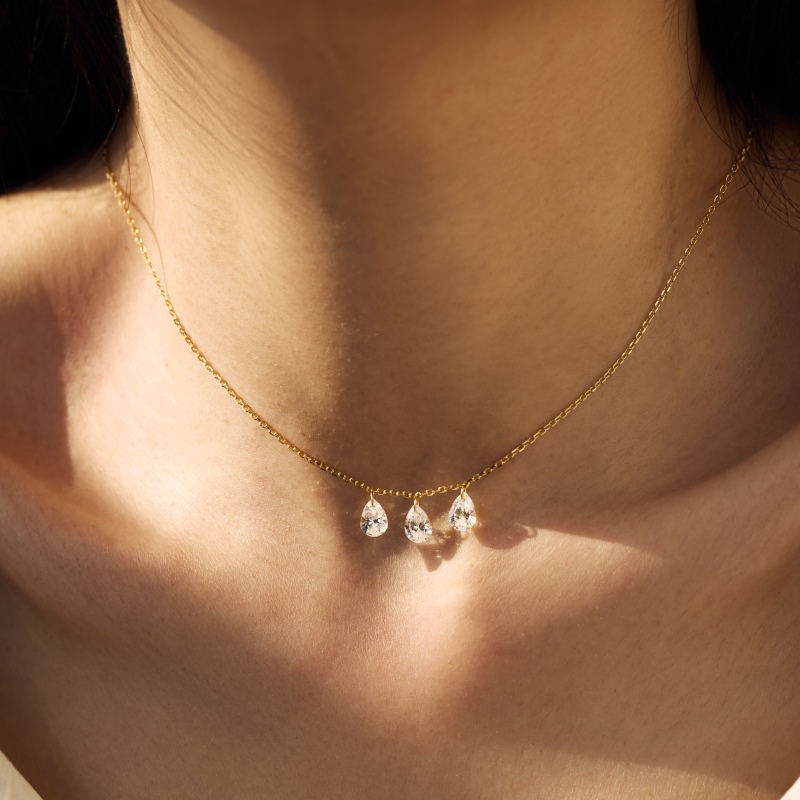 14K Gold Plated Cubic Zirconia Necklace