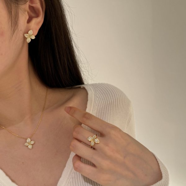 925 Sterling Silver 14K Gold Plated Cubic Zirconia Necklace