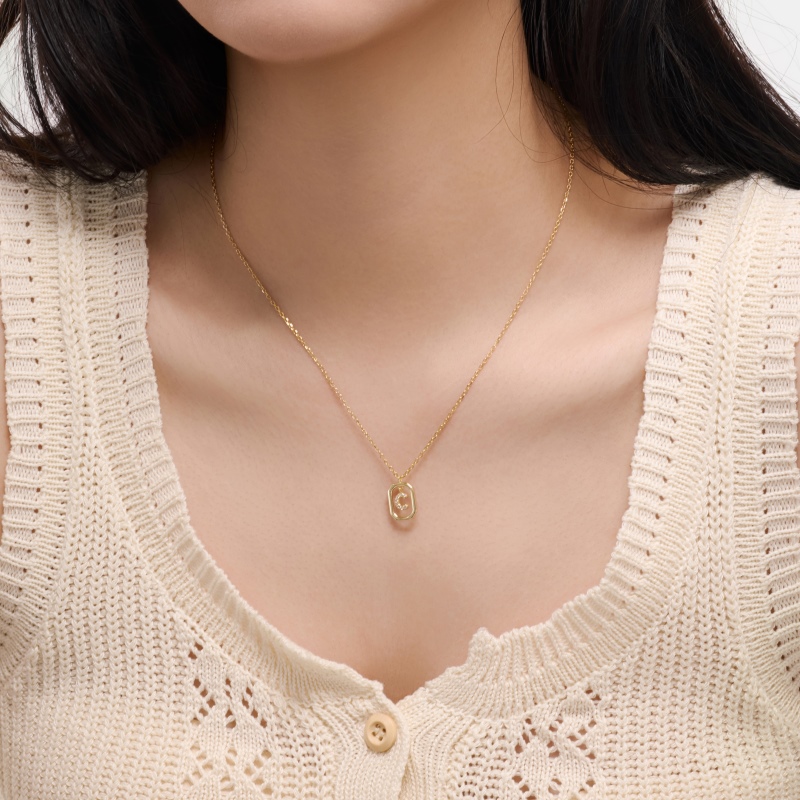 925 Sterling Silver 14K Gold Plated Cubic Zirconia Necklace
