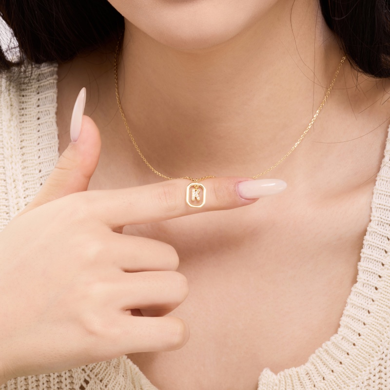 925 Sterling Silver 14K Gold Plated Cubic Zirconia Necklace