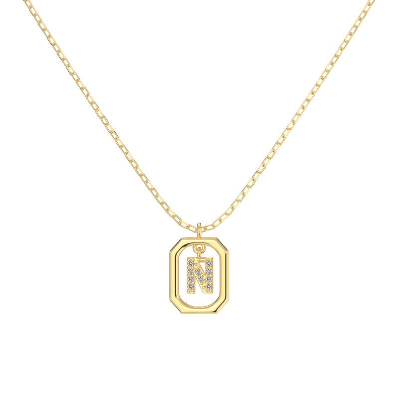 925 Sterling Silver 14K Gold Plated Cubic Zirconia Necklace