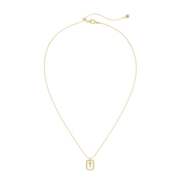 925 Sterling Silver 14K Gold Plated Cubic Zirconia Necklace