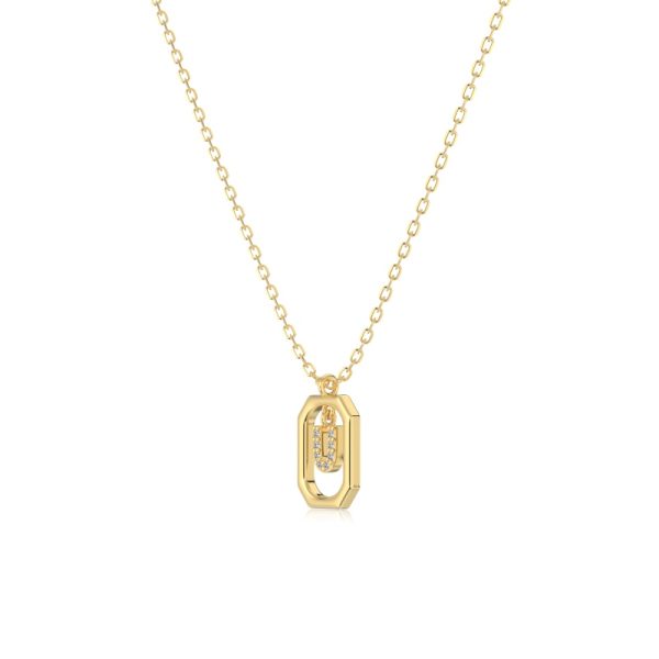 925 Sterling Silver 14K Gold Plated Cubic Zirconia Necklace