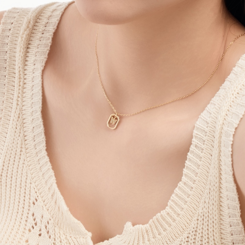 925 Sterling Silver 14K Gold Plated Cubic Zirconia Necklace - Image 2