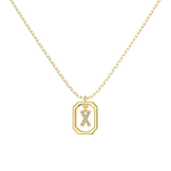 925 Sterling Silver 14K Gold Plated Cubic Zirconia Necklace