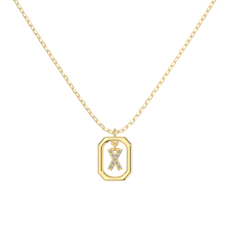 925 Sterling Silver 14K Gold Plated Cubic Zirconia Necklace