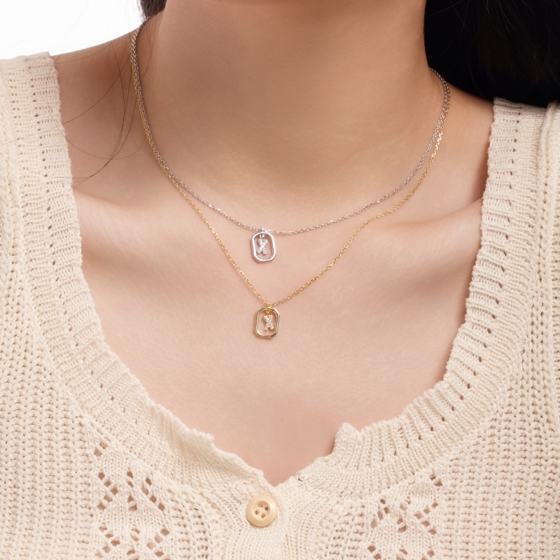 925 Sterling Silver 14K Gold Plated Cubic Zirconia Necklace - Image 2