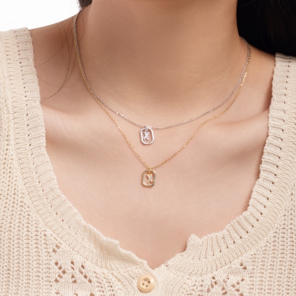 925 Sterling Silver 14K Gold Plated Cubic Zirconia Necklace - Image 5