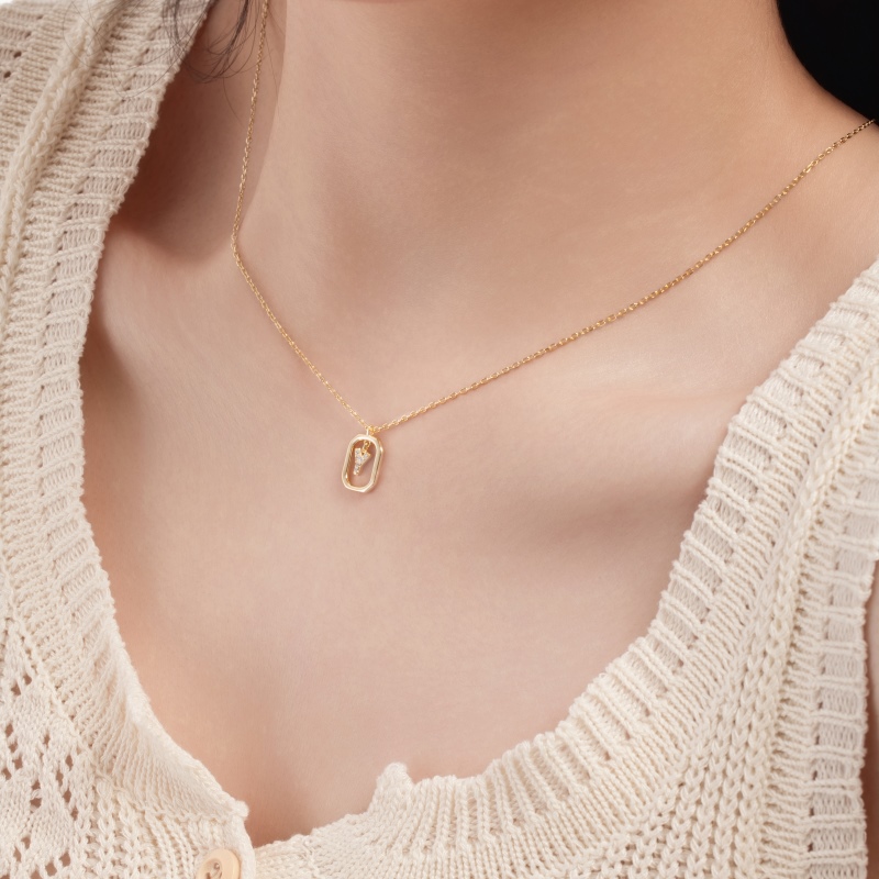 925 Sterling Silver 14K Gold Plated Cubic Zirconia Necklace