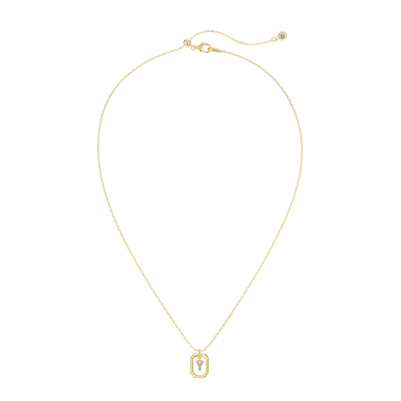 925 Sterling Silver 14K Gold Plated Cubic Zirconia Necklace - Image 3