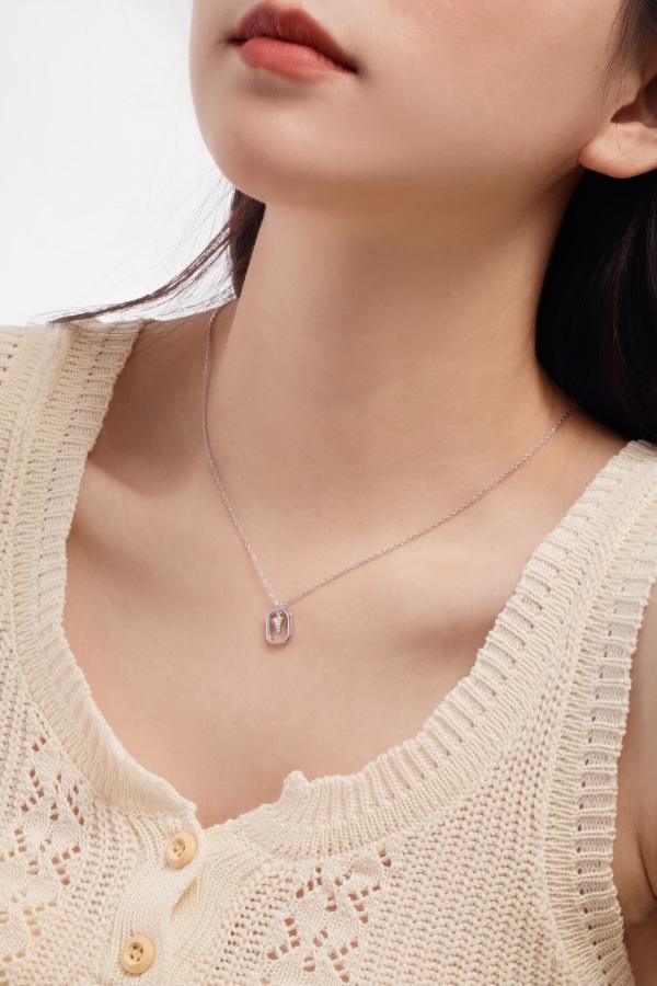 925 Sterling Silver 14K Gold Plated Cubic Zirconia Necklace - Image 4