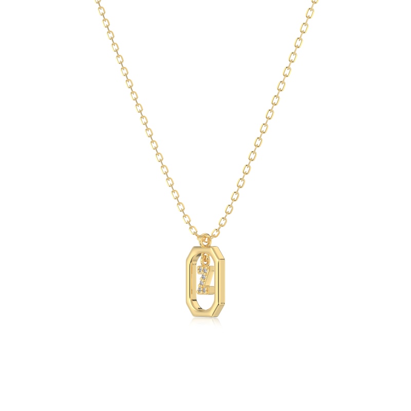 925 Sterling Silver 14K Gold Plated Cubic Zirconia Necklace - Image 2