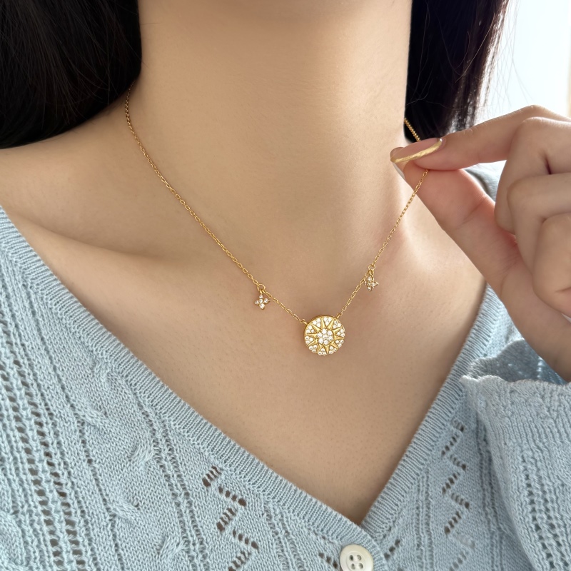 925 Sterling Silver 18K Gold Plated Cubic Zirconia Necklace