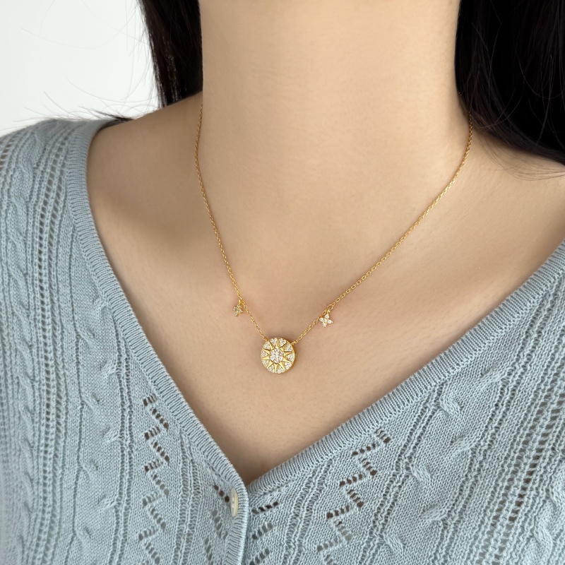 925 Sterling Silver 18K Gold Plated Cubic Zirconia Necklace - Image 3