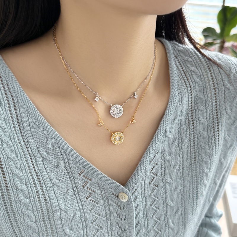 925 Sterling Silver 18K Gold Plated Cubic Zirconia Necklace - Image 2