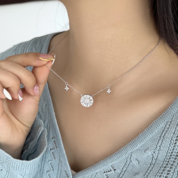 925 Sterling Silver 18K Gold Plated Cubic Zirconia Necklace - Image 5