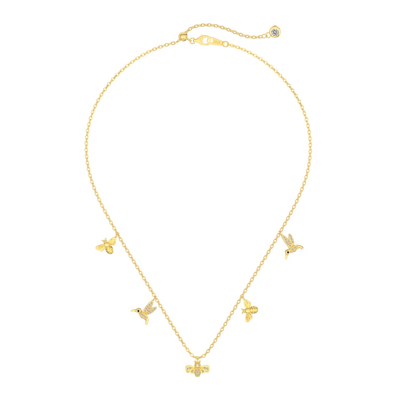 925 Sterling Silver 18K Gold Plated Cubic Zirconia Necklace