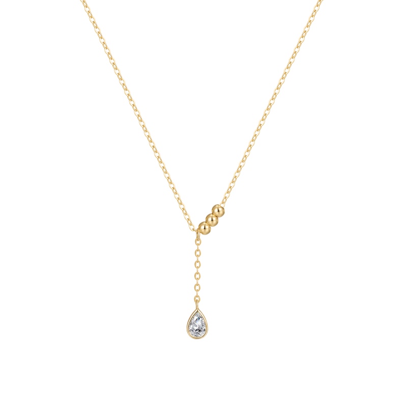 925 Sterling Silver 18K Gold Plated Cubic Zirconia Necklace