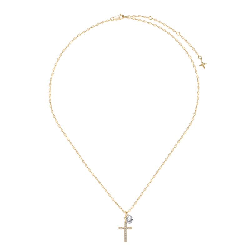 925 Sterling Silver 18K Gold Plated Cubic Zirconia Necklace