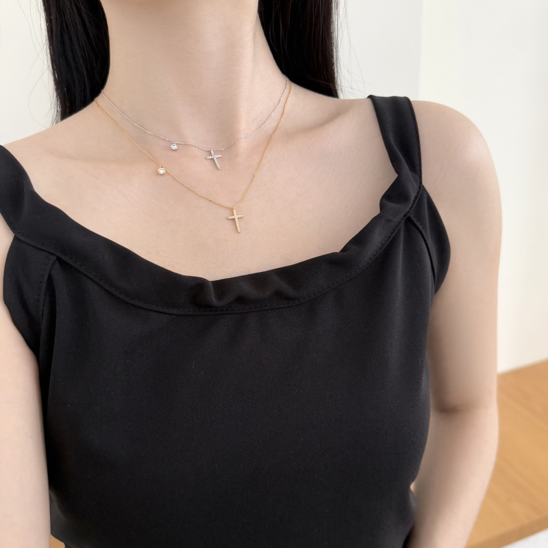 925 Sterling Silver 18K Gold Plated Cubic Zirconia Necklace