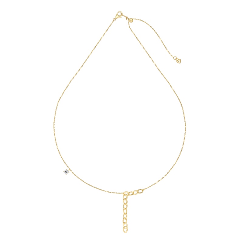 925 Sterling Silver 18K Gold Plated Cubic Zirconia Necklace