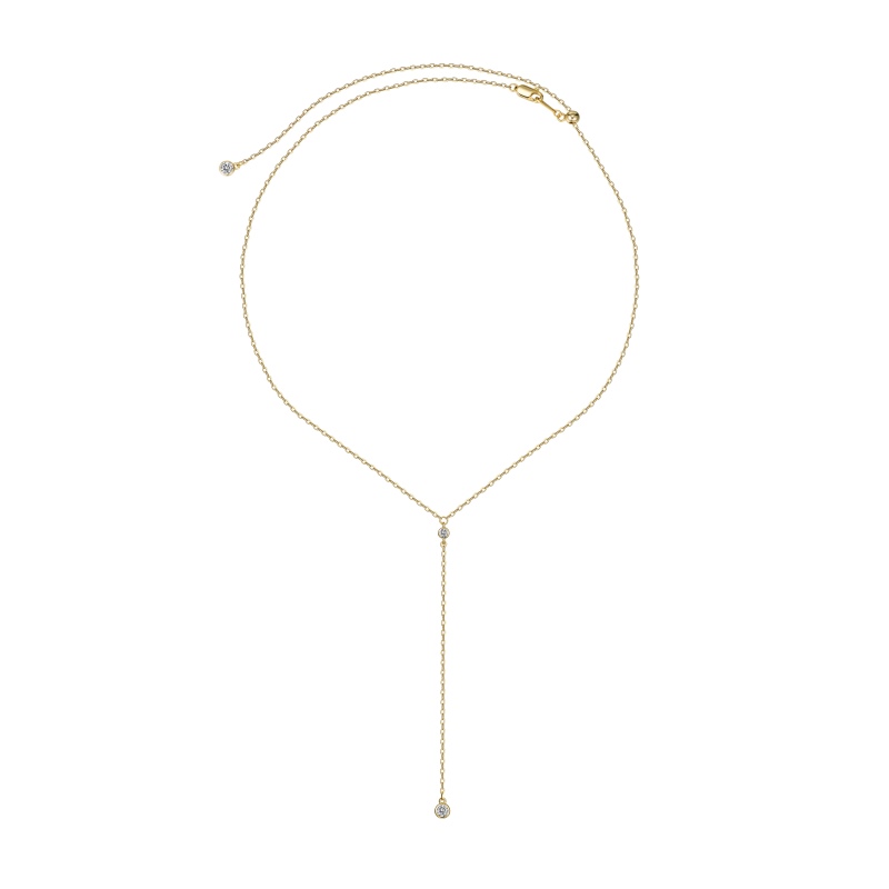 925 Sterling Silver 18K Gold Plated Cubic Zirconia Necklace