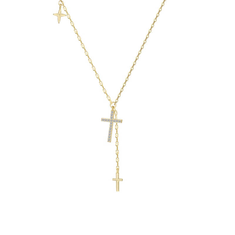 925 Sterling Silver 18K Gold Plated Cubic Zirconia Necklace