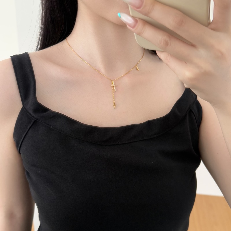 925 Sterling Silver 18K Gold Plated Cubic Zirconia Necklace - Image 3