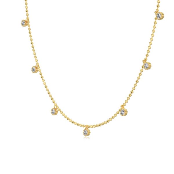 925 Sterling Silver 18K Gold Plated Cubic Zirconia Necklace