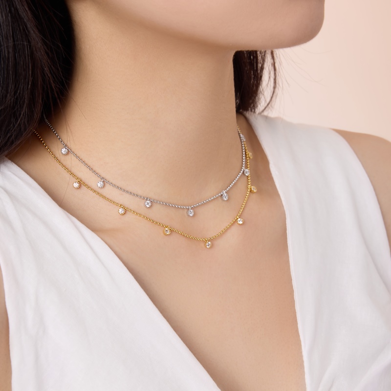 925 Sterling Silver 18K Gold Plated Cubic Zirconia Necklace - Image 2