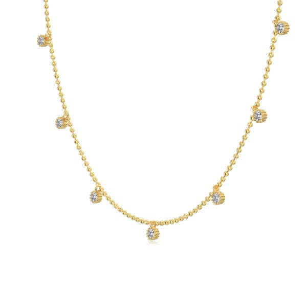 925 Sterling Silver 18K Gold Plated Cubic Zirconia Necklace - Image 4