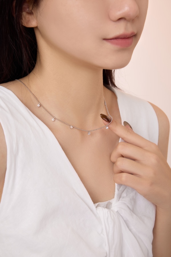 925 Sterling Silver 18K Gold Plated Cubic Zirconia Necklace - Image 5