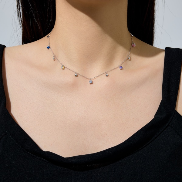 925 Sterling Silver 18K Gold Plated Cubic Zirconia Necklace - Image 5