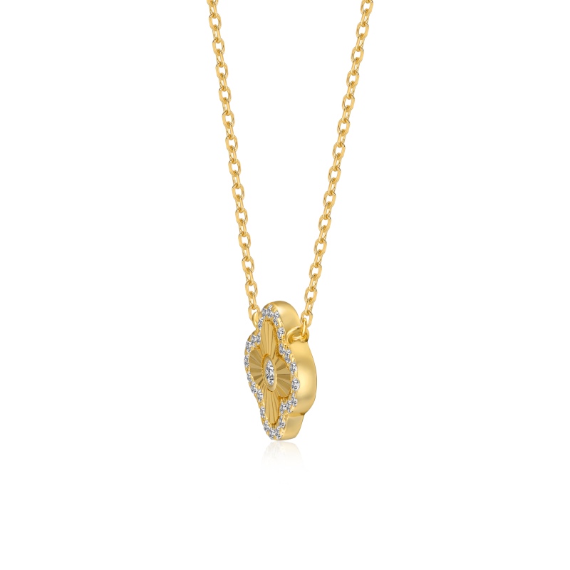 925 Sterling Silver 18K Gold Plated Cubic Zirconia Necklace - Image 2