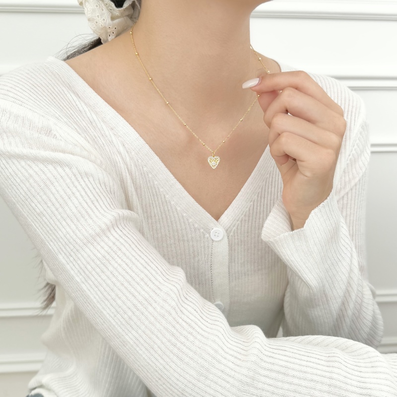 925 Sterling Silver 18K Gold Plated Cubic Zirconia Necklace