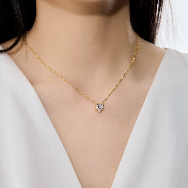 925 Sterling Silver 18K Gold Plated Cubic Zirconia Necklace - Image 4
