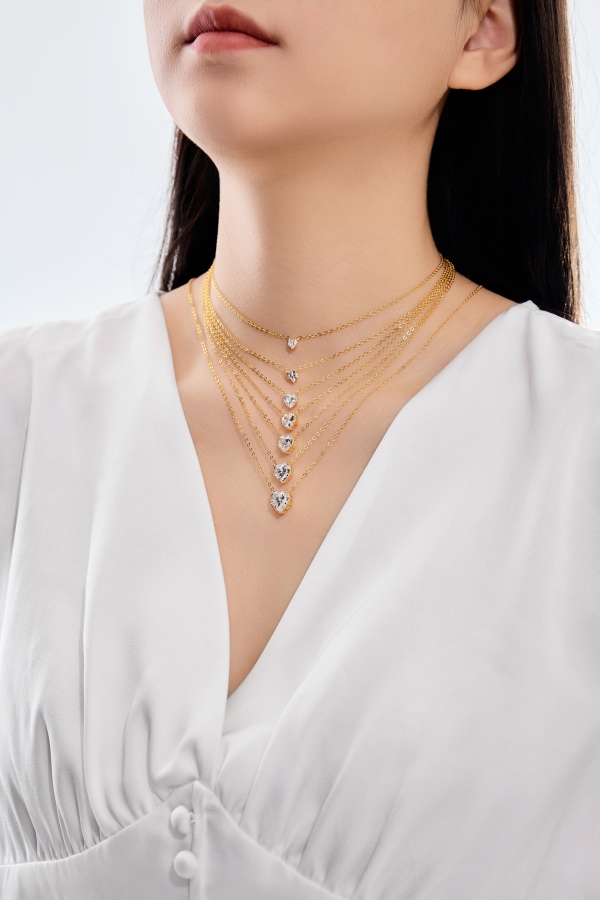 925 Sterling Silver 18K Gold Plated Cubic Zirconia Necklace - Image 5