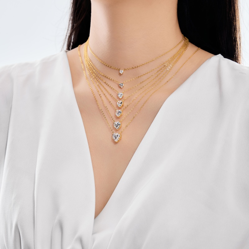 925 Sterling Silver 18K Gold Plated Cubic Zirconia Necklace - Image 2