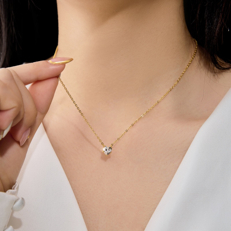 925 Sterling Silver 18K Gold Plated Cubic Zirconia Necklace