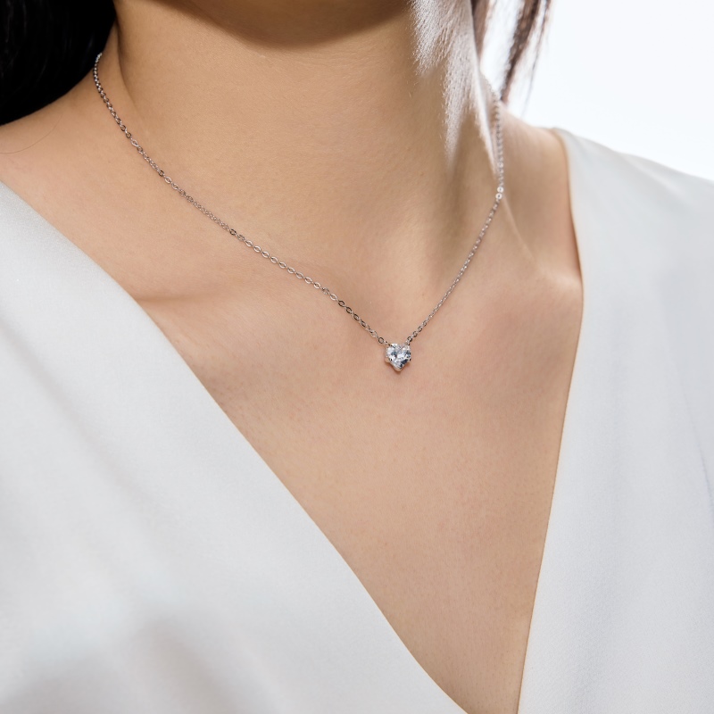 925 Sterling Silver Cubic Zirconia Heart Necklace