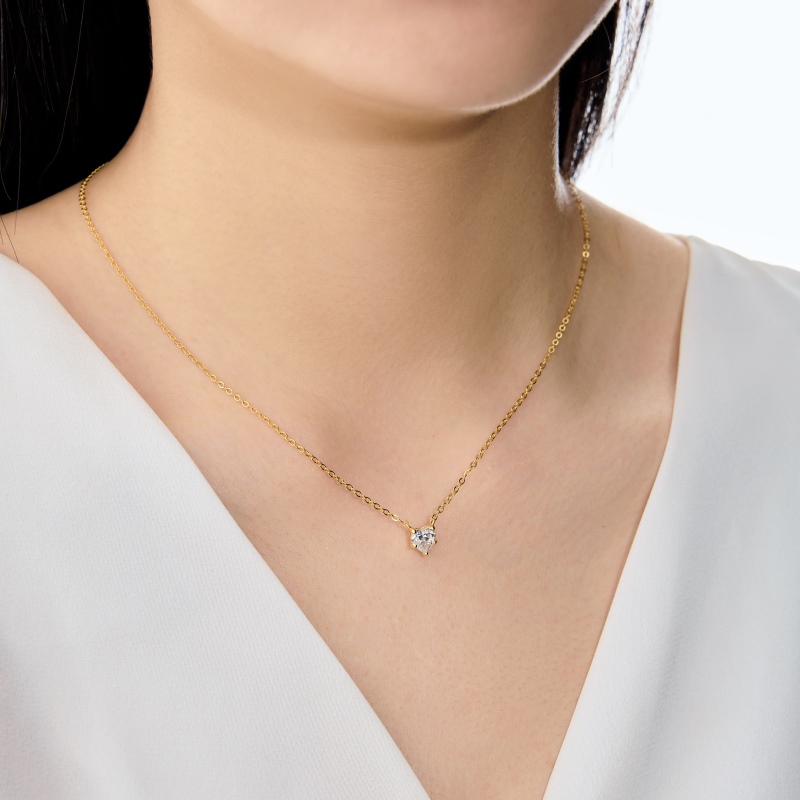925 Sterling Silver 18K Gold Plated Cubic Zirconia Necklace