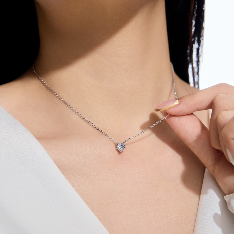 925 Sterling Silver Cubic Zirconia Heart Necklace