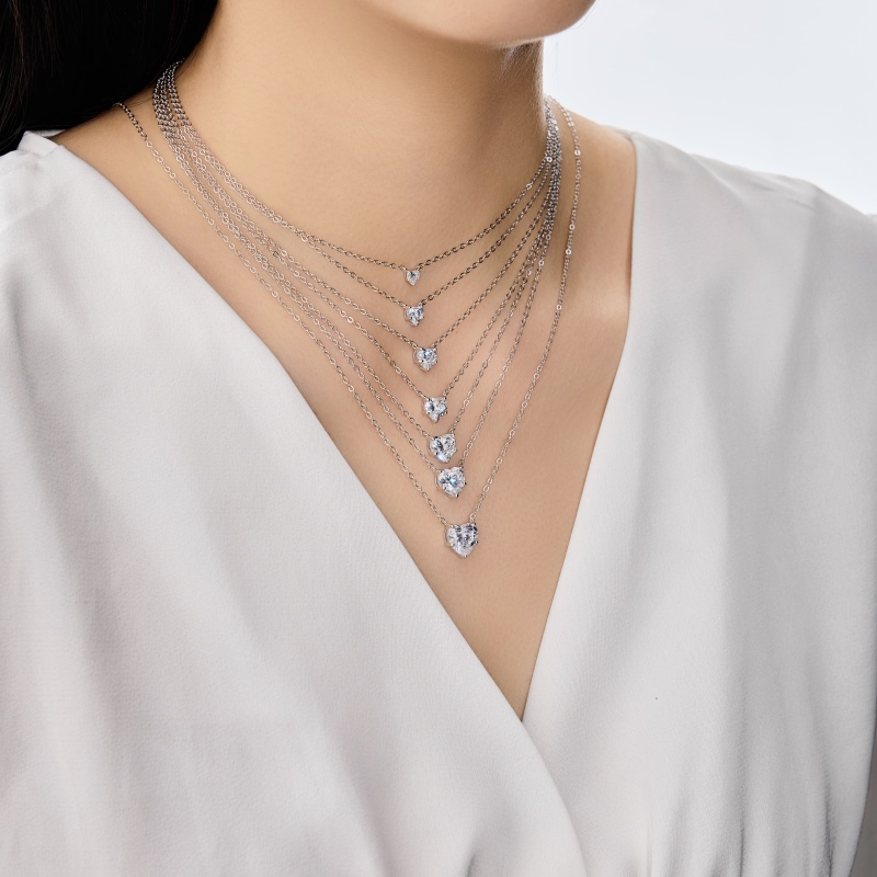 925 Sterling Silver Cubic Zirconia Heart Necklace