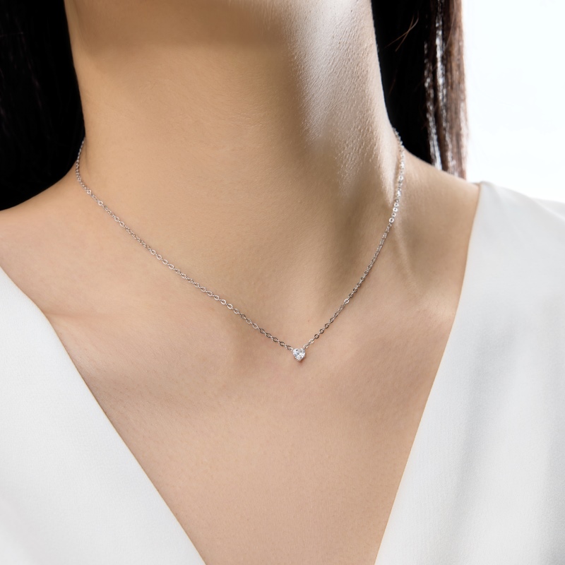 925 Sterling Silver Cubic Zirconia Heart Necklace